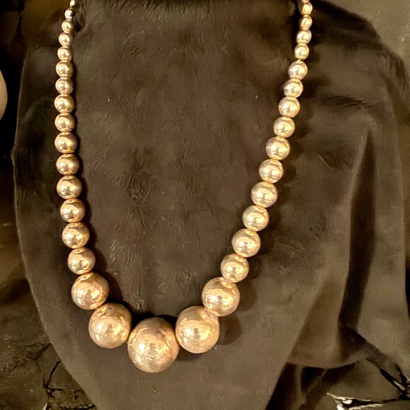 Sterling Silver Graduated Ball Necklace - Picture 1 of 4